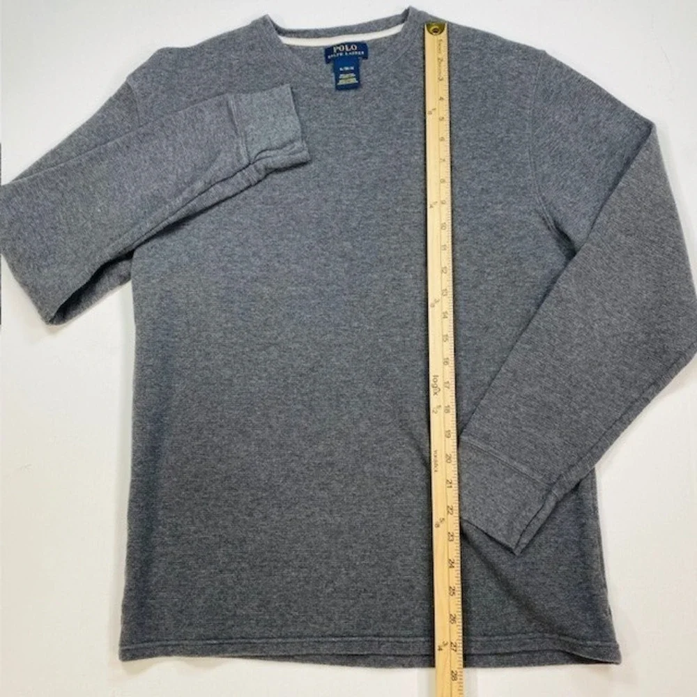Polo Ralph Lauren Mens XL Charcoal Gray Waffle Knit Cotton Thermal Shirt L/S